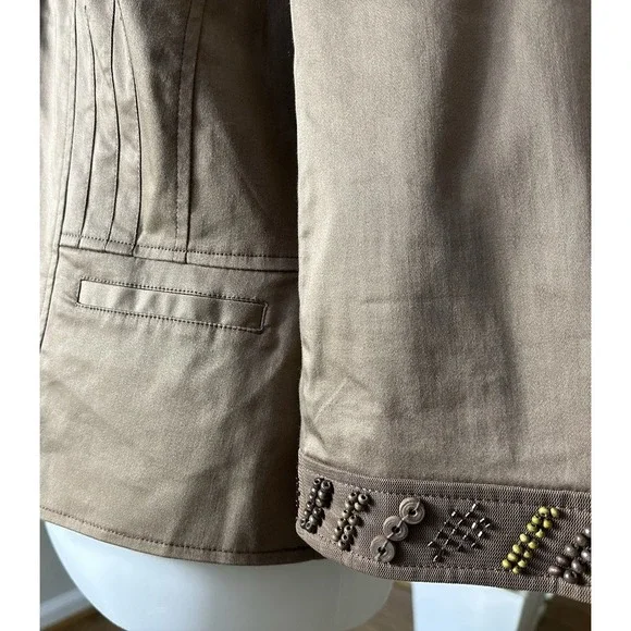 Coldwater Creek Chocolate Brown Cotton Blend Jacket w/Button Bead Trim - size 10 - Picture 4 of 10